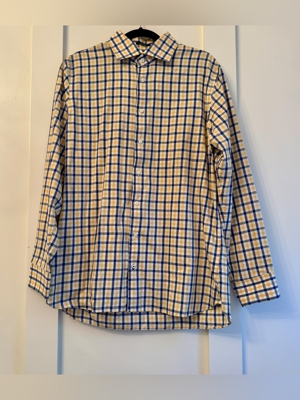1901 Men's Yellow and Blue Check Dress Shirt